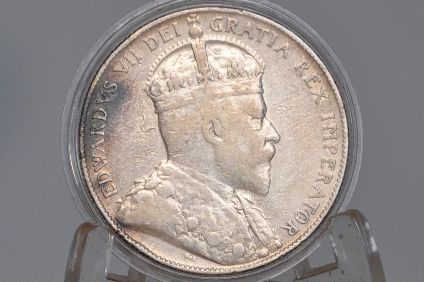 1904 Newfoundland 50 Cents - VF (Very Fine) Condition - King George V - Fifty Cents Newfoundland 1904 Silver, Only 140,000 Minted