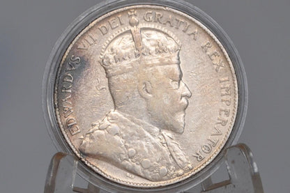1904 Newfoundland 50 Cents - VF (Very Fine) Condition - King George V - Fifty Cents Newfoundland 1904 Silver, Only 140,000 Minted