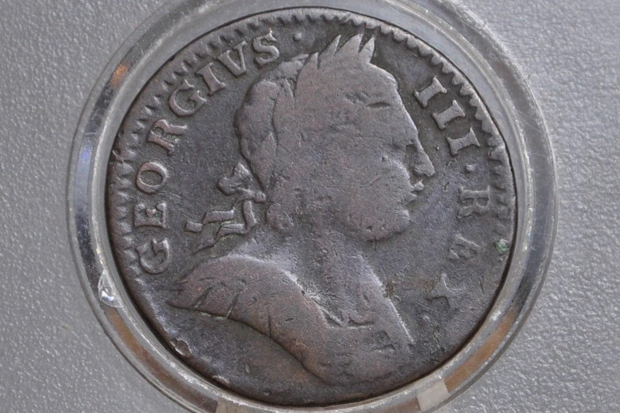 1774 UK Farthing - Great Detail, VG/F- 1774 Great Britain Farthing - Historic Coin!