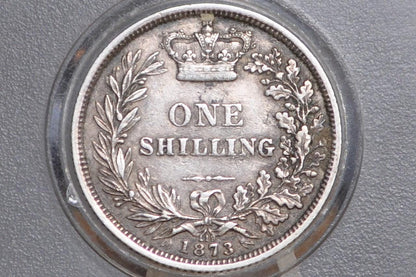 1873 Great Britain Silver 1 Shilling UK One Shilling 1875 - XF+ Detail - Die No. 119 - Queen Victoria - 1 Shilling 1873 Silver - Silver Shil