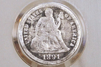1891-S Seated Liberty Dime - VG Condition - 1891 S Silver Dime / 1891 Liberty Seated Dime - Lower Mintage Date -