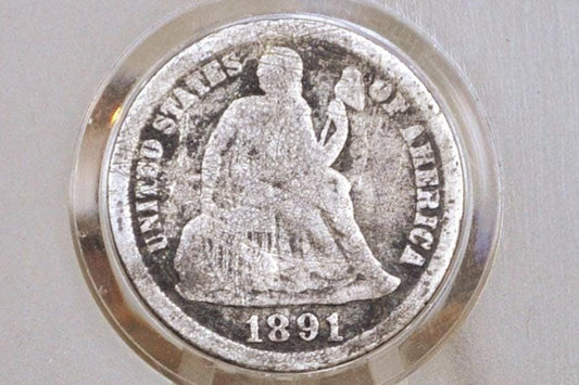 1891-S Seated Liberty Dime - VG Condition - 1891 S Silver Dime / 1891 Liberty Seated Dime - Lower Mintage Date -