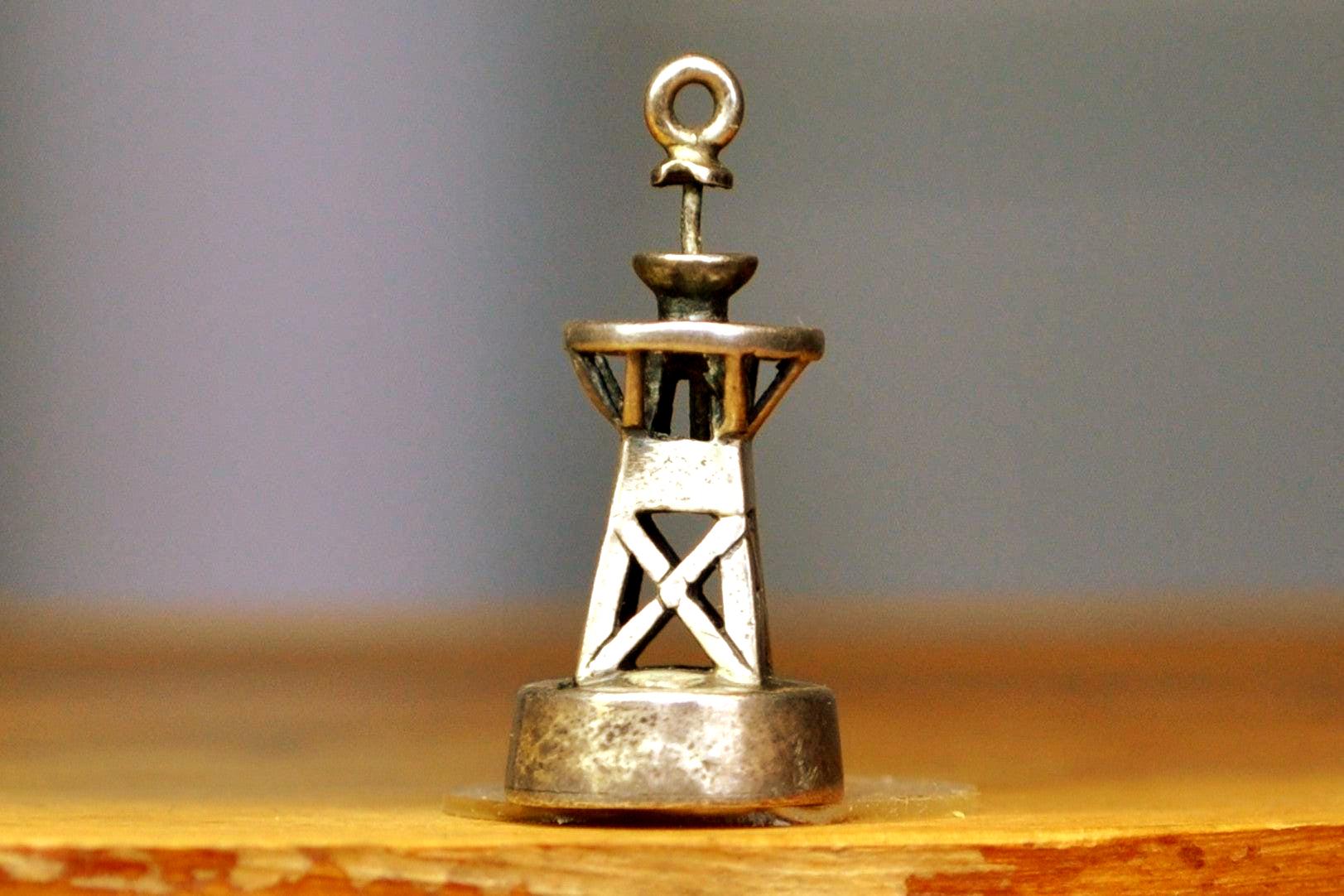 1957 His Lordship Silver Lighthouse Charm - Stamped and Tested Sterling Silver - East Coast Charm - Missing Beacon Bead