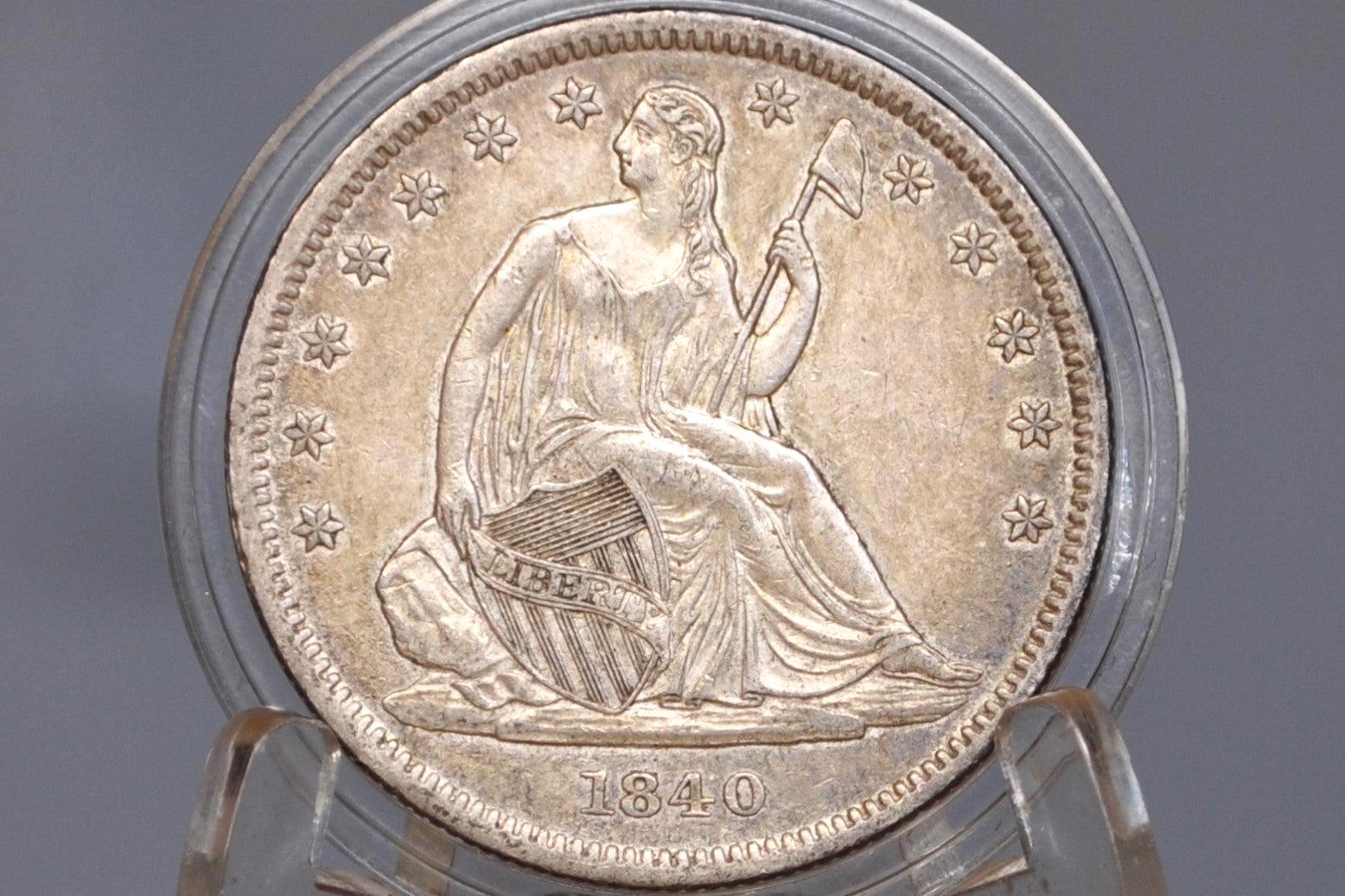 1840 Seated Liberty Half Dollar - MS62, Beautiful Coin - 1840 Liberty Seated Silver Half Dollar Small Letter