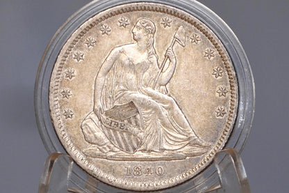 1840 Seated Liberty Half Dollar - MS62, Beautiful Coin - 1840 Liberty Seated Silver Half Dollar Small Letter