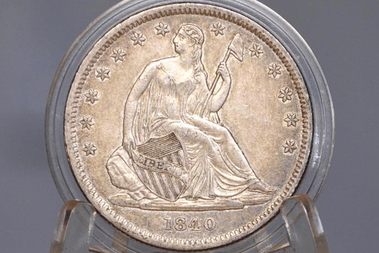 1840 Seated Liberty Half Dollar - MS62, Beautiful Coin - 1840 Liberty Seated Silver Half Dollar Small Letter