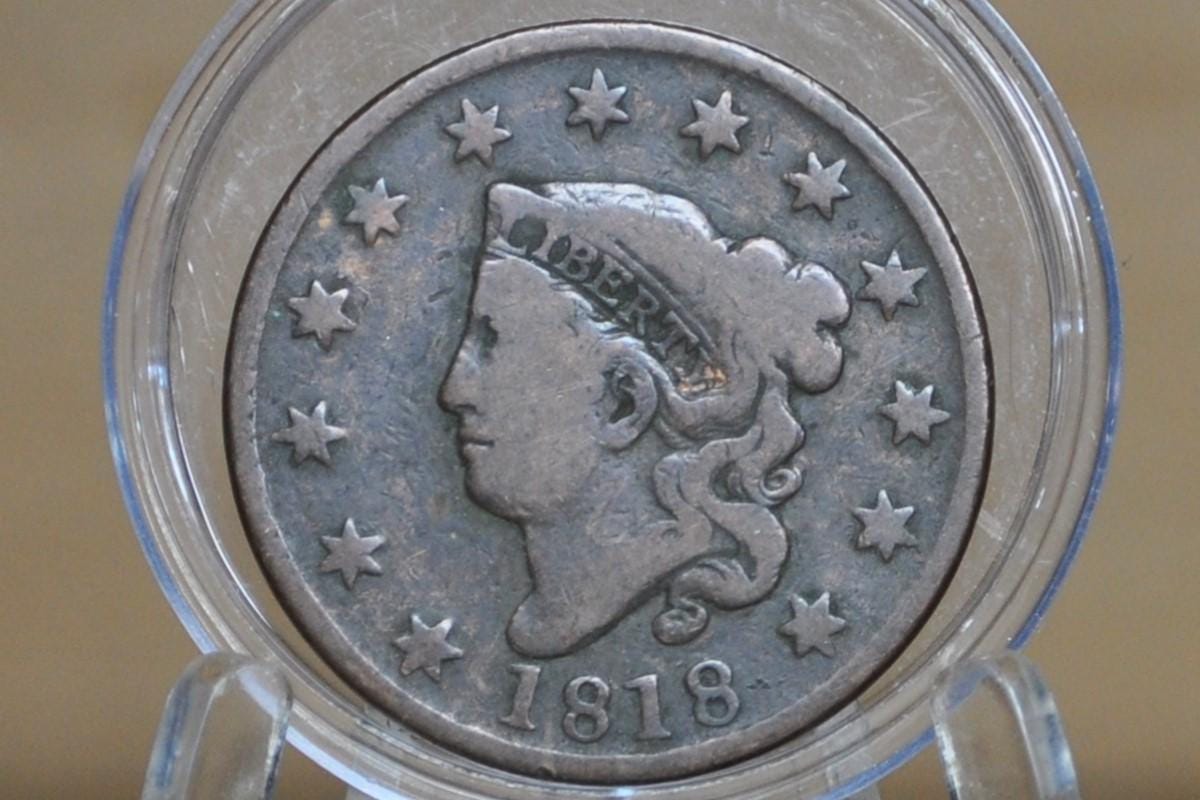 1818 Matron Head Large Cent - Choose by Condition / Grade - US Large Cent 1818 Coronet Liberty Head Cent - 1818 US Cent