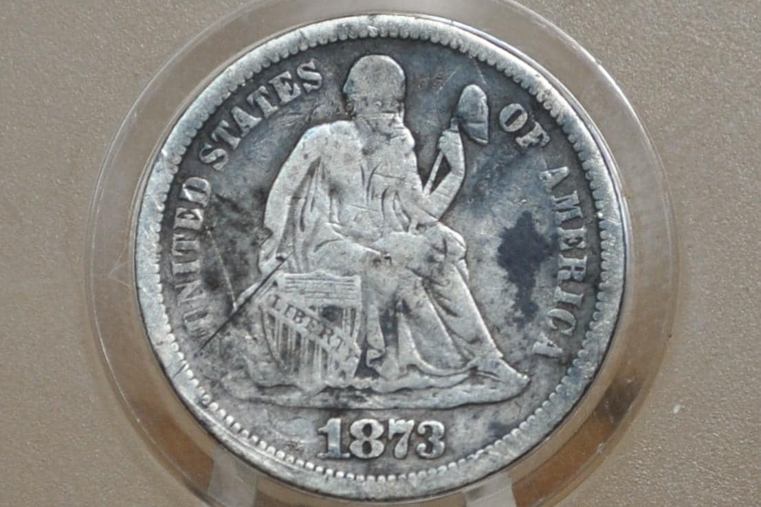 1873 Seated Liberty Dime - Fine Details, Minor Damage - 1873 Liberty Seated Silver Dime - Authentic, Great Date!