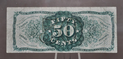 1863 US Fractional Currency 50 Cent Note - Third Issue - Design "a" only on obverse - 1863 Fifty Cent Fractional Bank Note - Fr#1342