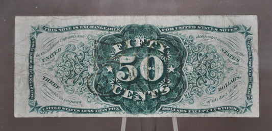 1863 US Fractional Currency 50 Cent Note - Third Issue - Design "a" only on obverse - 1863 Fifty Cent Fractional Bank Note - Fr#1342