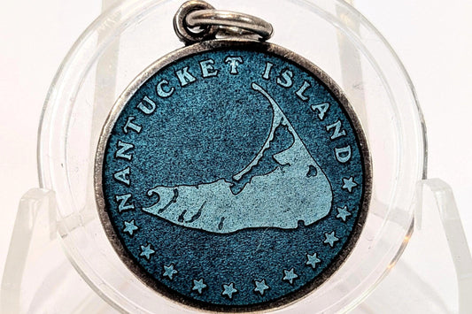 Erica Wilson Nantucket Island Medallion - Stamped and Tested Sterling Silver - Island Charm - Nantucket Designer Jewelry