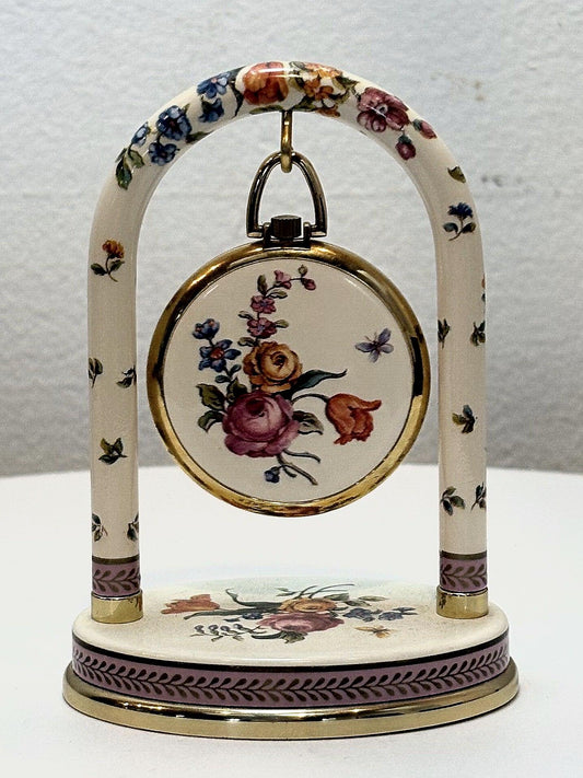 1986 Antique Avon Centennial Pocket Watch and Decorative Stand - Vintage Avon Centennial Floral Arch Clock
