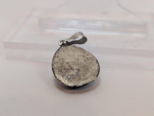 Sterling Larimar Stone Teardrop Pendant - Tested Sterling Silver - Dominican Republic Jewelry