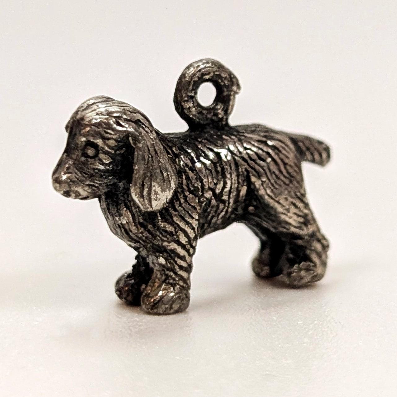 Vintage Sterling Dog Charm - 925 Silver Hunting Dog - Spaniel - Setter