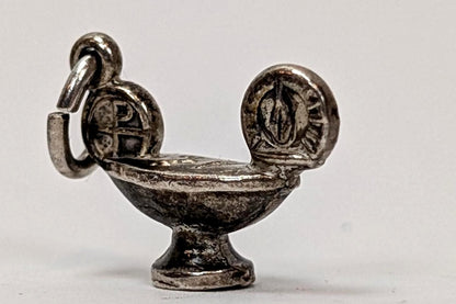 Sterling Creed Oil Lamp Charm - Stamped and Tested Sterling Silver - Micro Charm