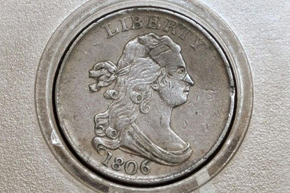 1806 Half Cent Small 6 Stemless - XF Detail, Damaged - 1806 Draped Bust Half Cent Small Six No Stems - Great Collection Addition