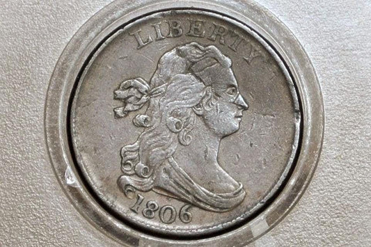 1806 Half Cent Small 6 Stemless - XF Detail, Damaged - 1806 Draped Bust Half Cent Small Six No Stems - Great Collection Addition