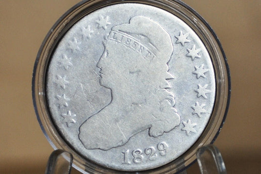 1829 Capped Bust Half Dollar - Good - 1829 Half Dollar US Half Dollar 1829, Rare Early Half, Early American Coin