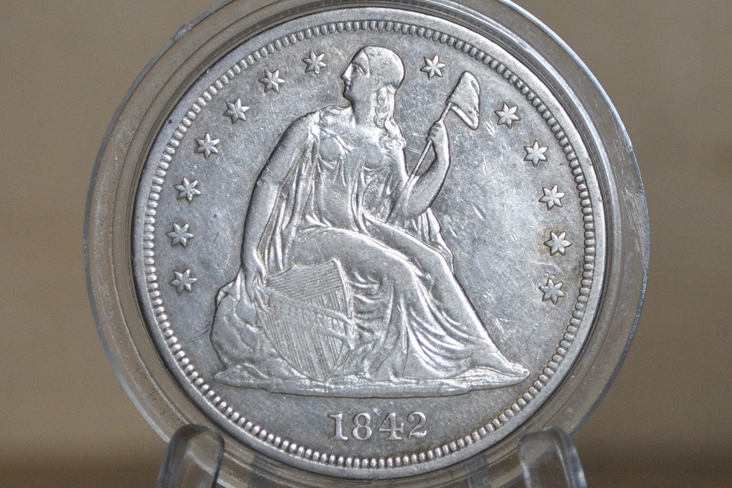 1842 Seated Liberty Dollar - XF, Nice Coin - 1842 Liberty Seated Silver Dollar - Authentic - Scarce Coin Type, Rare, 1842 Dollar 1842