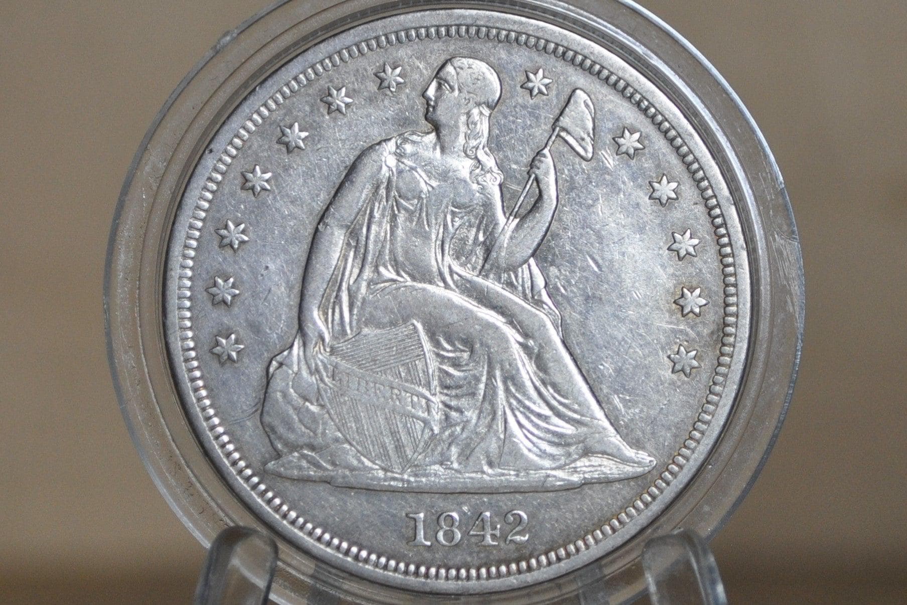 1842 Seated Liberty Dollar - XF, Nice Coin - 1842 Liberty Seated Silver Dollar - Authentic - Scarce Coin Type, Rare, 1842 Dollar 1842