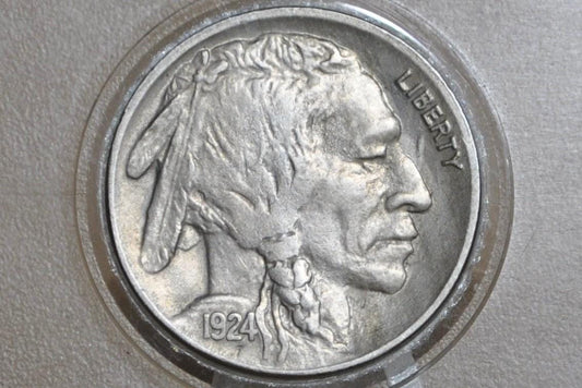 1924 Buffalo Nickel - VG to XF (Very good to Extremely Fine) Grade; Choose by Grade - Philadelphia Mint - 1924 P Nickel Indian Head 1924