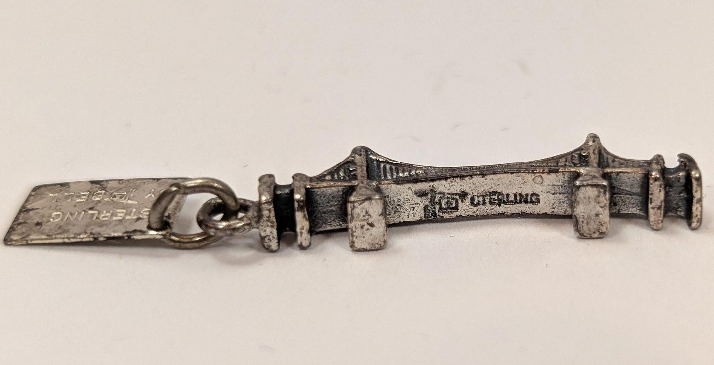 Sterling San Francisco California Golden Gate Bridge Charm - Antique Golden Gates Bridge Sterling Silver By Bell Pendant
