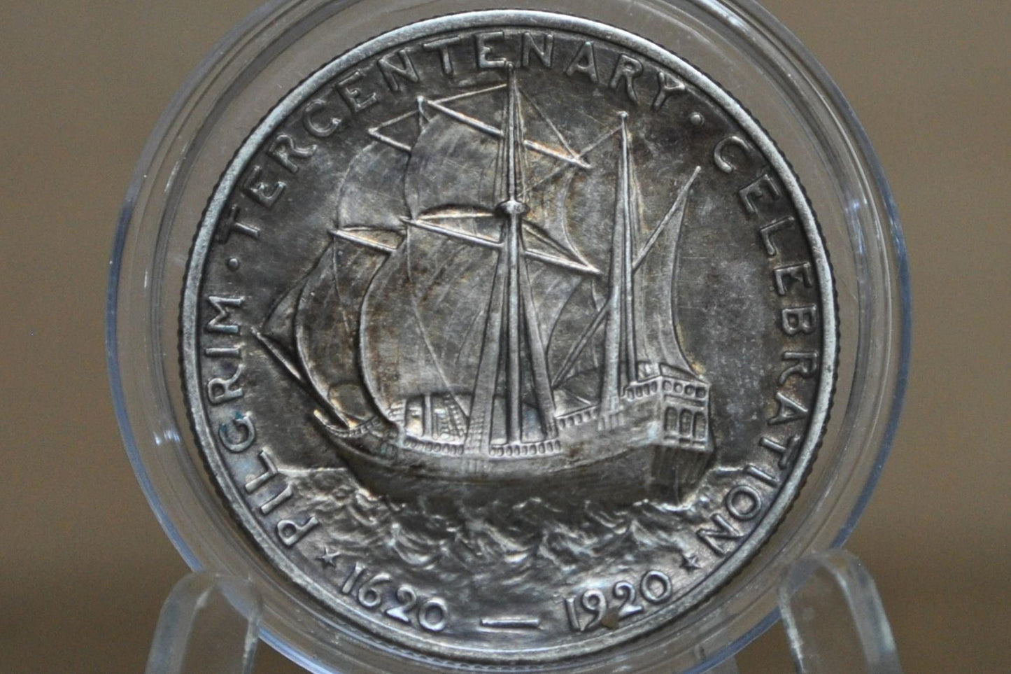 Authentic 1920 Pilgrim Tercentenary Silver Commemorative Half Dollar - XF-BU (Uncirculated) - Pilgrim Half Dollar Commemorative 1920
