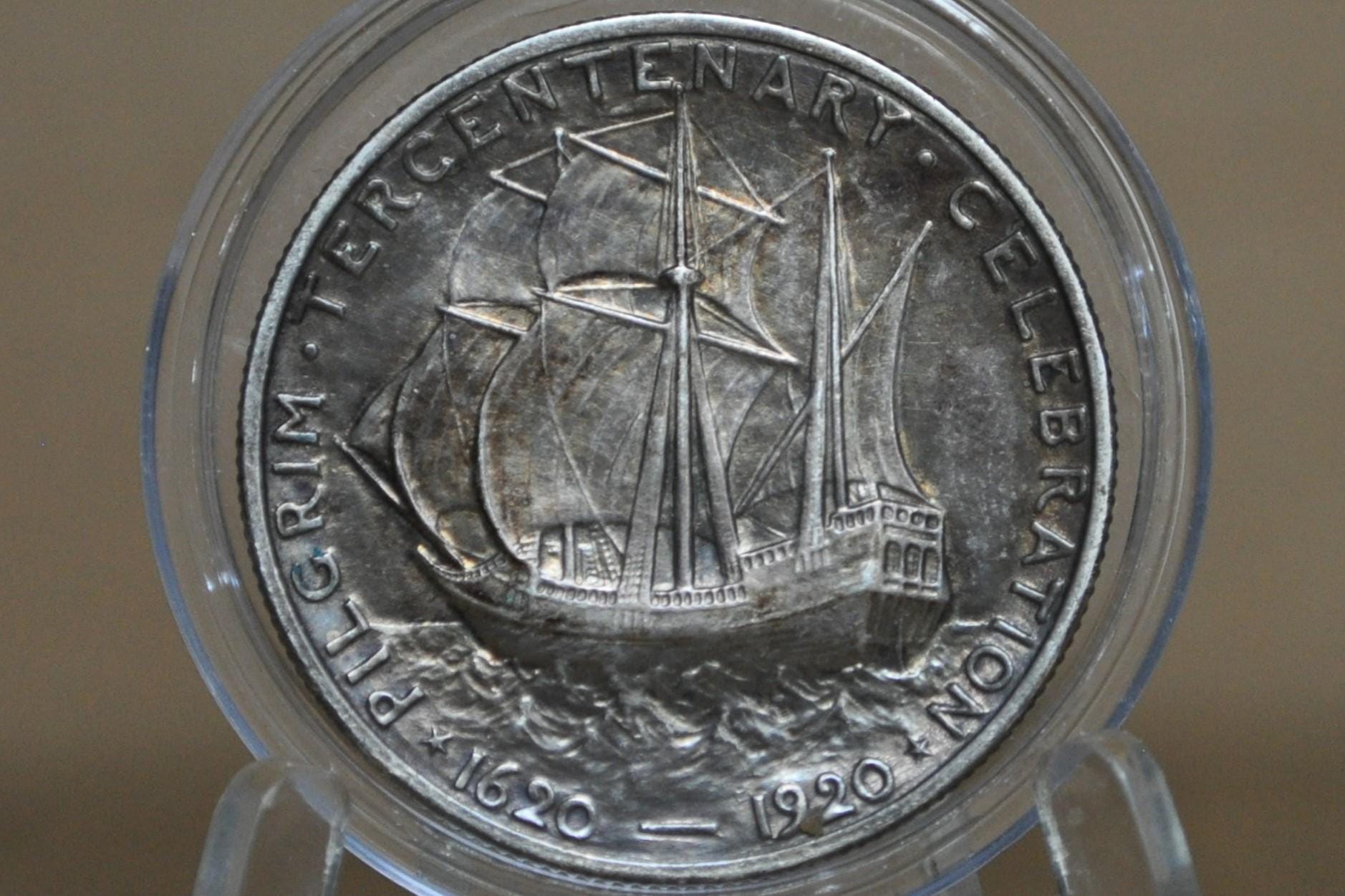 Authentic 1920 Pilgrim Tercentenary Silver Commemorative Half Dollar - XF-BU (Uncirculated) - Pilgrim Half Dollar Commemorative 1920