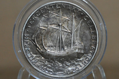Authentic 1920 Pilgrim Tercentenary Silver Commemorative Half Dollar - XF-BU (Uncirculated) - Pilgrim Half Dollar Commemorative 1920