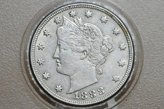 1888 Liberty Head Nickel - Choose by Grade - Key Date - 1888 V Nickel - Philadelphia Mint - 1888 Nickel - Rarer V Nickel Date