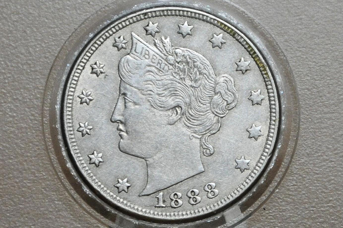1888 Liberty Head Nickel - Choose by Grade - Key Date - 1888 V Nickel - Philadelphia Mint - 1888 Nickel - Rarer V Nickel Date