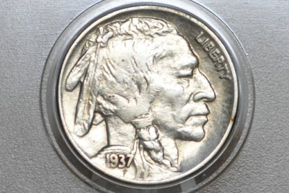 1937 Buffalo Nickel - Chose by Grade VF-BU (Very Fine to Uncirculated) Grades; - Philadelphia Mint - Indian Head Nickel 1937 P Nickel