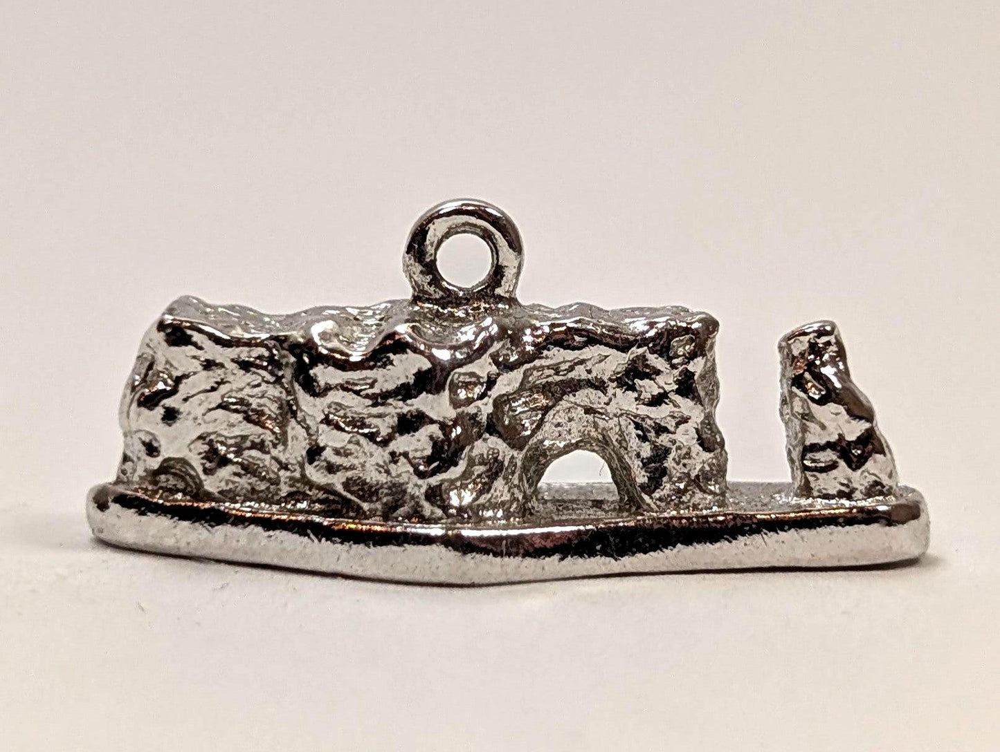 Rocher Perce Rock Formation Abstract Sterling Silver Charm - Quebec City Canada Landmark Silver Pendant