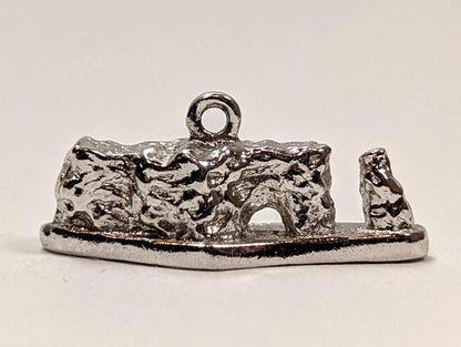 Rocher Perce Rock Formation Abstract Sterling Silver Charm - Quebec City Canada Landmark Silver Pendant