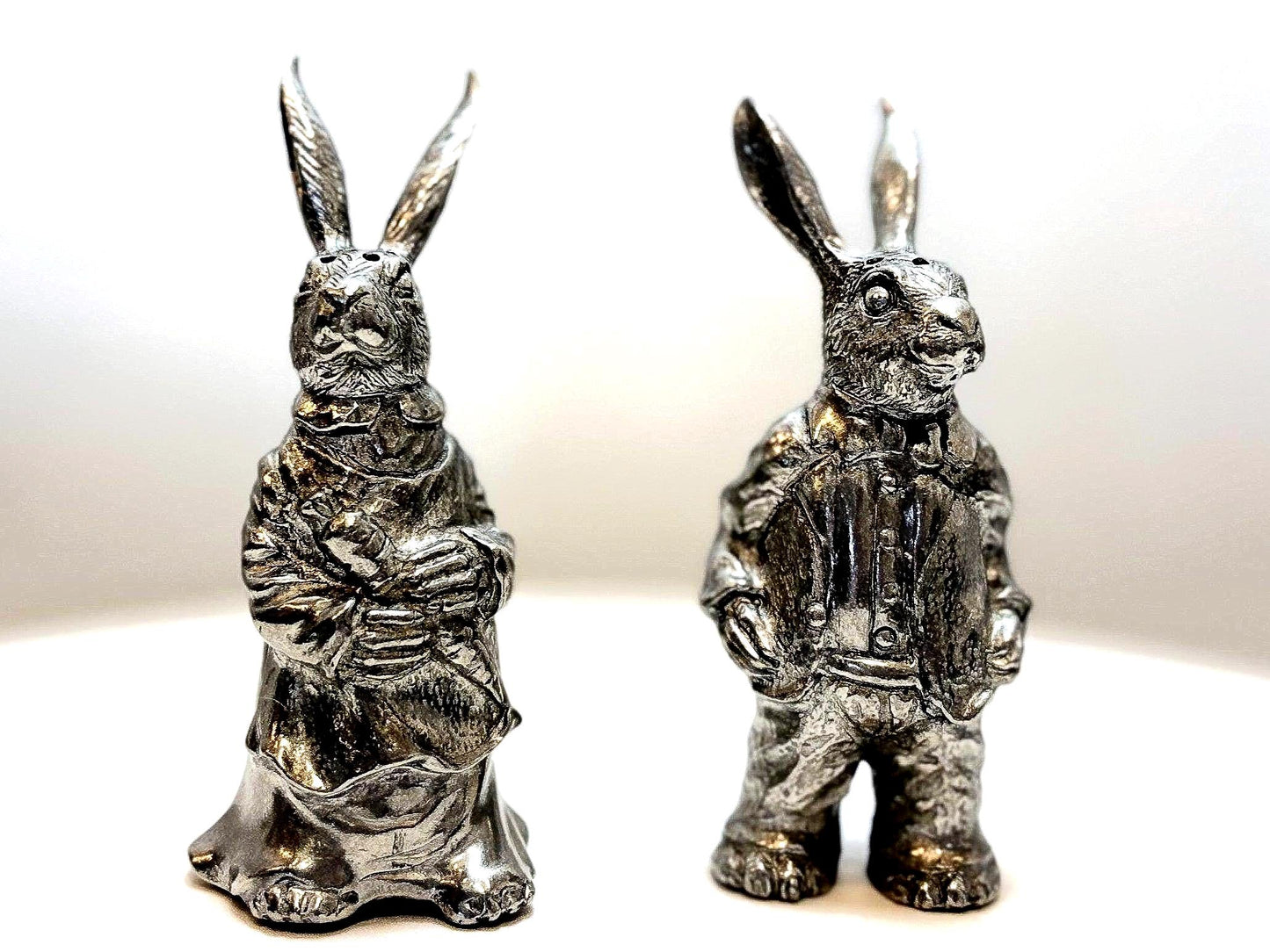 Dressed Rabbits Salt & Pepper Shakers By Vagabond - Antique Easter Rabbits Shaker Set