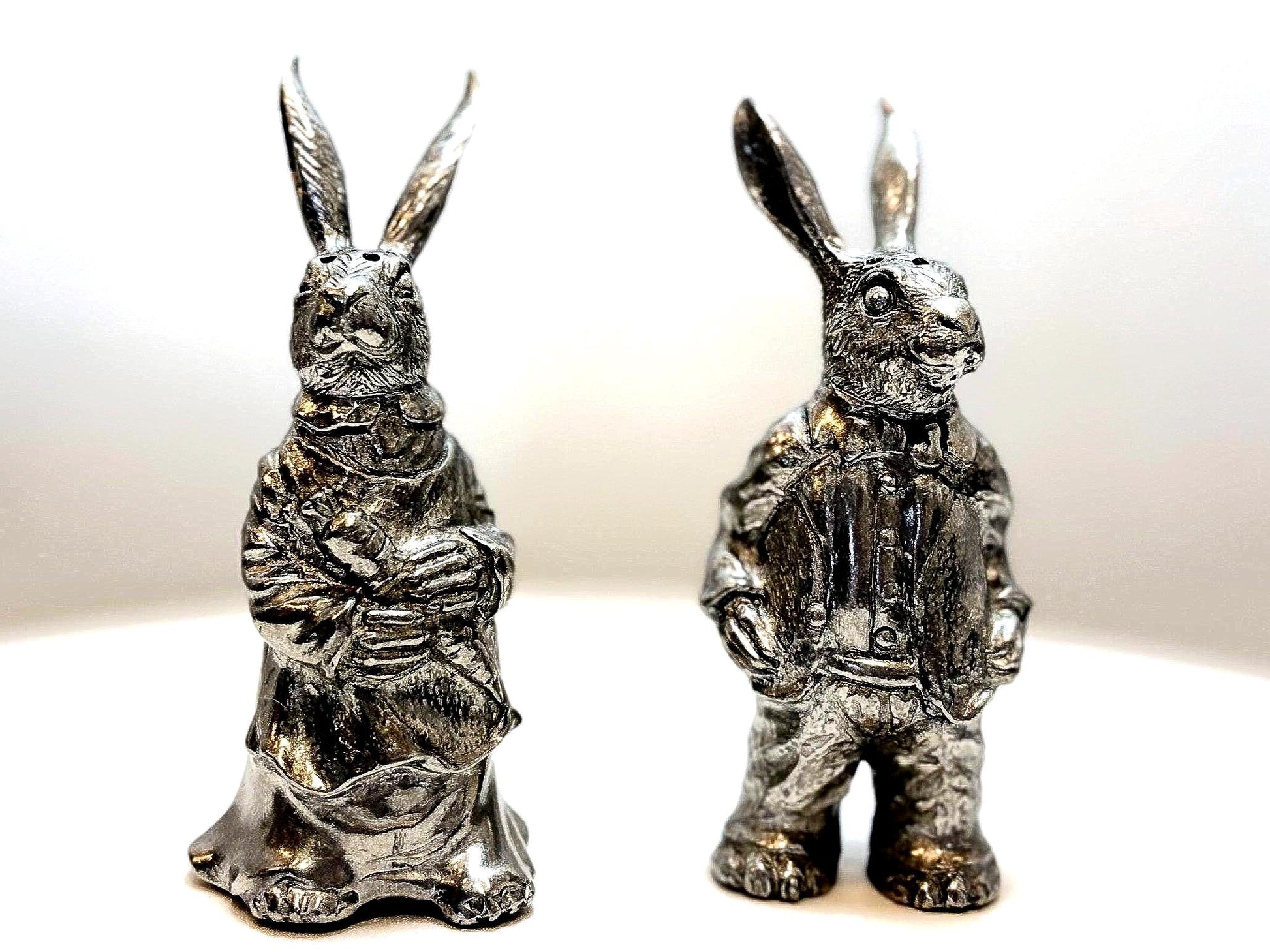 Dressed Rabbits Salt & Pepper Shakers By Vagabond - Antique Easter Rabbits Shaker Set