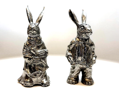 Dressed Rabbits Salt & Pepper Shakers By Vagabond - Antique Easter Rabbits Shaker Set