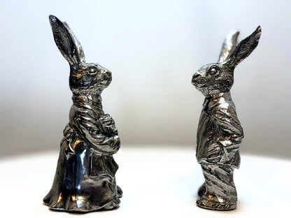 Dressed Rabbits Salt & Pepper Shakers By Vagabond - Antique Easter Rabbits Shaker Set