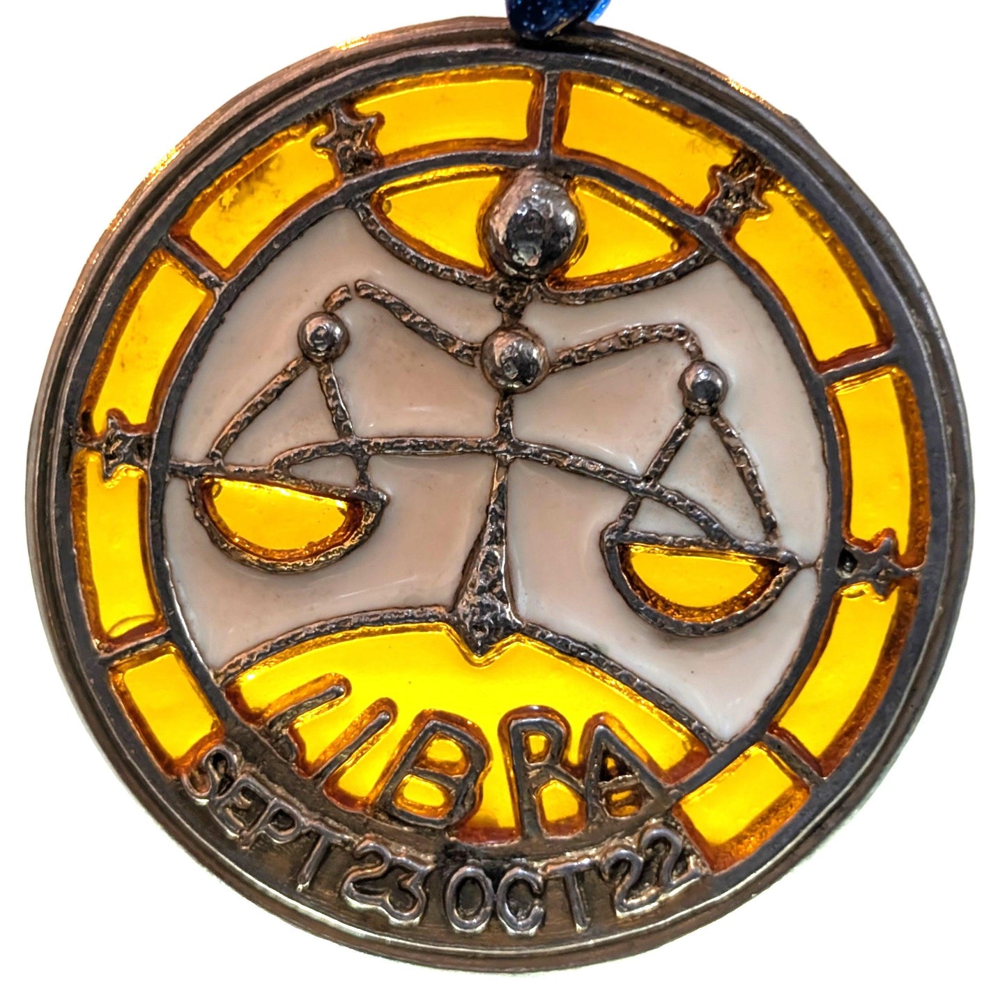Vintage Enamel Libra Ornament - Zodiac Astrology Birth Sign