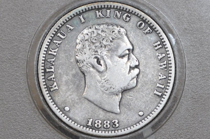 1883 Kingdom Of Hawaii Silver Quarter - VF (Very Fine) - Hawaii Hapaha 1883 Silver 25 Cent 1883 Hawaii - Rarer Coin