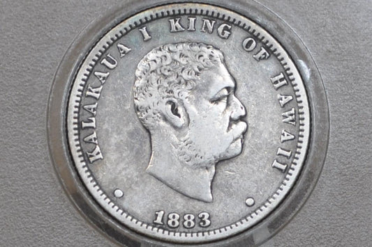 1883 Kingdom Of Hawaii Silver Quarter - VF (Very Fine) - Hawaii Hapaha 1883 Silver 25 Cent 1883 Hawaii - Rarer Coin