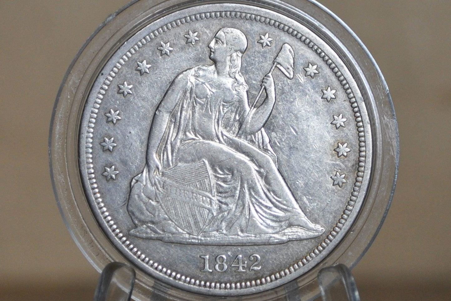 1842 Seated Liberty Dollar - XF, Nice Coin - 1842 Liberty Seated Silver Dollar - Authentic - Scarce Coin Type, Rare, 1842 Dollar 1842