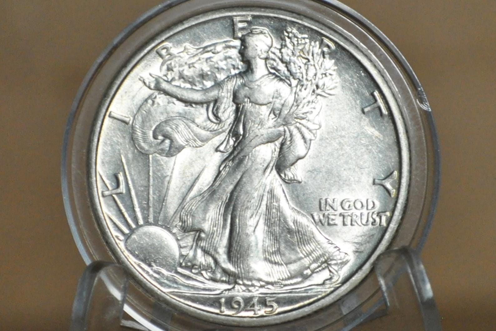 1945-D Walking Liberty Silver Half Dollar - Choose By Grade - Denver Mint - 1945D, 1945 D Wlh