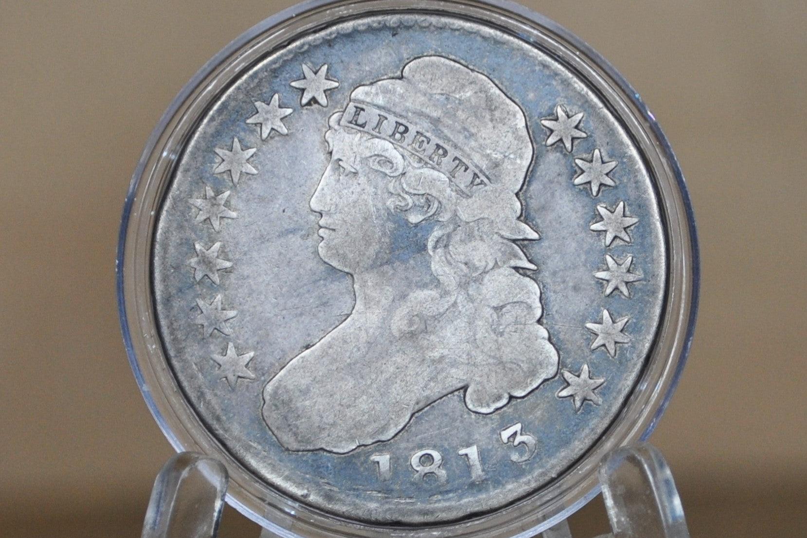1813 Capped Bust Half Dollar - VG+; Great Date - 1813 Half Dollar US Half Dollar 1813, Rare Early Half, Low Mintage