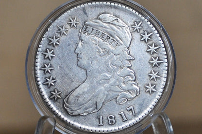 1817 Capped Bust Half Dollar - XF, Cleaned, Die Clash - Great Date - 1817 Half Dollar US Half Dollar 1817, Rare Early Half, Low Mintage Date