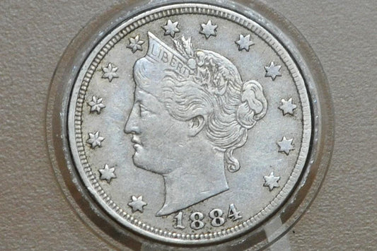 1884 Liberty Head Nickel - Choose by Grade - Semi-Key Date - 1884 V Nickel - Philadelphia Mint - 1884 Nickel - V Nickel Key Date