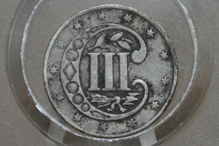 1858 Three Cent Silver US Coin, Rarer Date - AU (luster) - 1858 3 Cent Trimes Silver 3 Cent Pieces - Great Collection Coin
