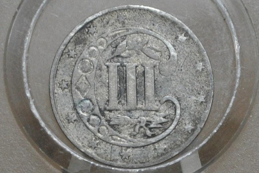 1860 Three Cent Silver US Coin - VF (Very Fine) Grade / Condition - 1860 3 Cent Trimes Silver 3 Cent Piece - Great Collection Piece