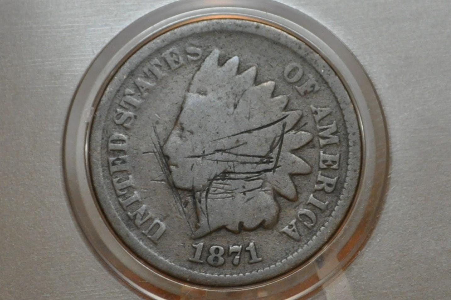 1871 Indian Head Penny - Hard to find Date - Choose by Grade / Condition - Key Date Indian Head - 1871 Indian Head Cent 1871
