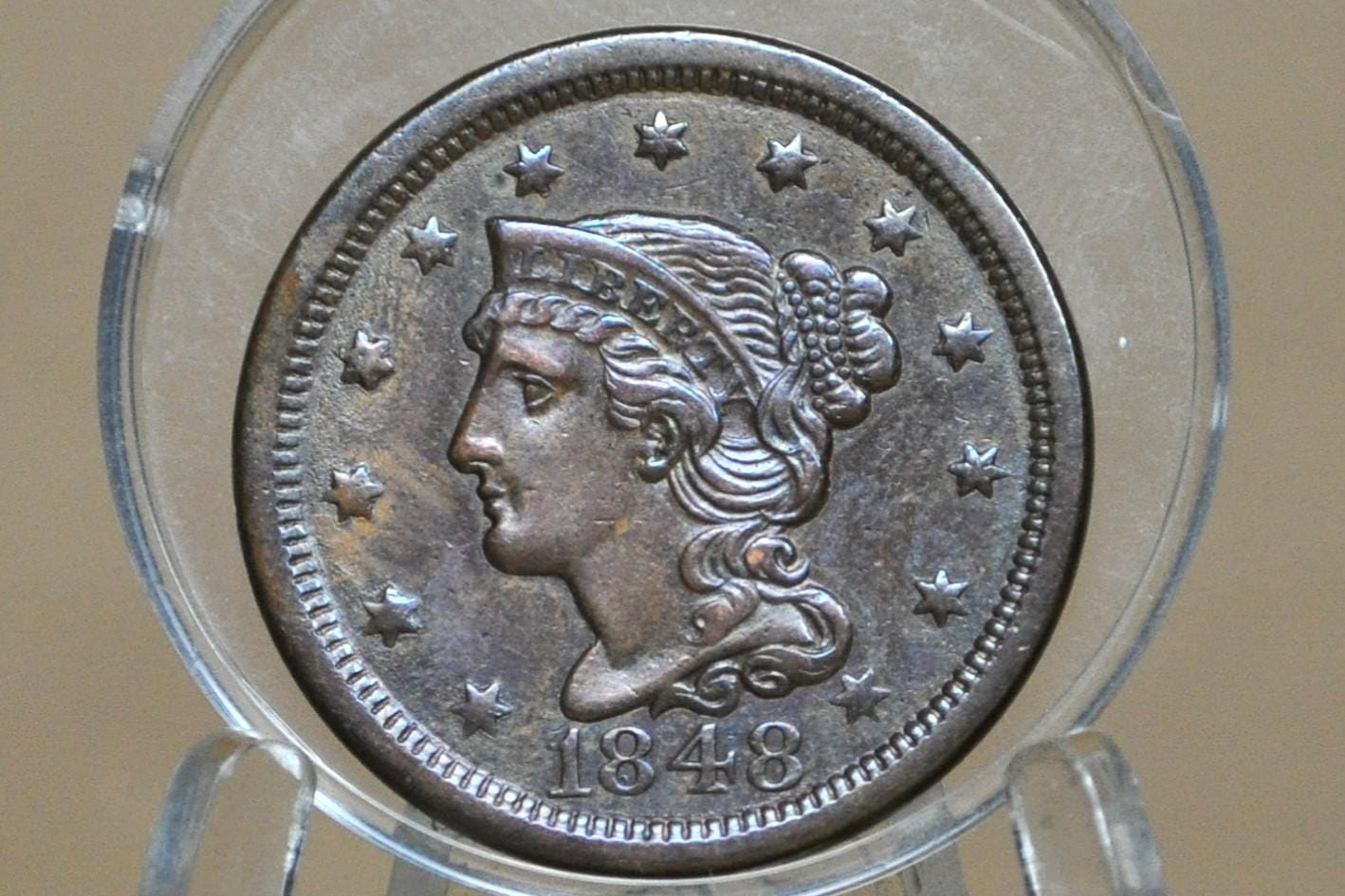 1848 Braided Hair Large Cent - Choose by Grade VG-VF - 1848 Coronet Cent - 1848 US Large Cent - Braided Hair 1839 to 1857